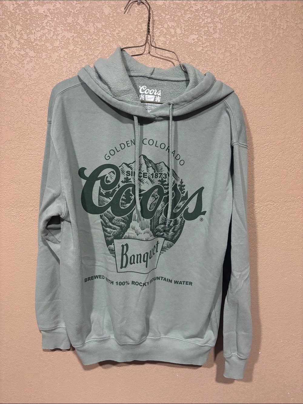 Men's Light Green Graphic Hoodie Sweatshirt Coors Banquet